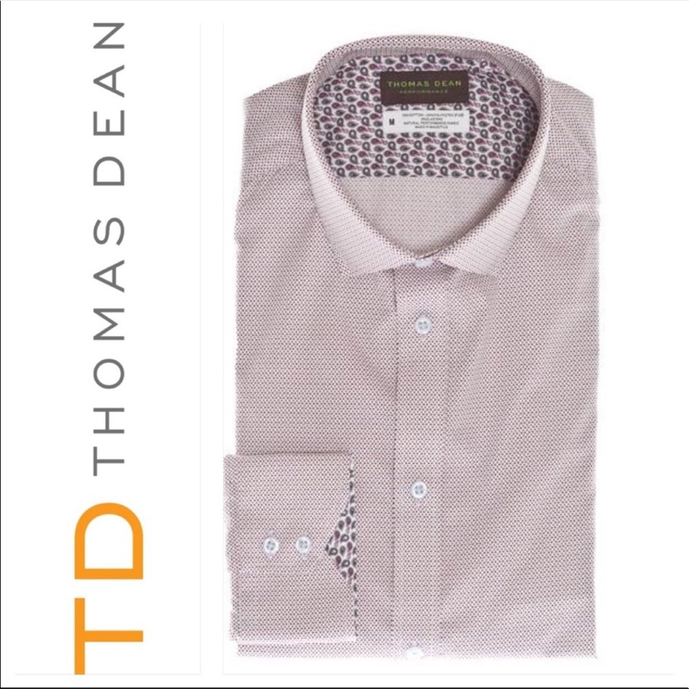 🆕Thomas Dean Wine Print Performance long Sleeve